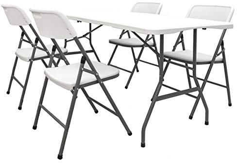 AMANKA 150kg Garten Sitzgruppe - 180 cm Tisch Wetterfest Klappbar - Gartenmöbel Set mit 4 Stühlen