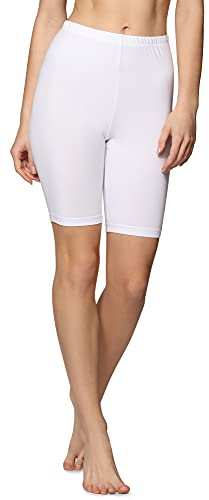 Bellivalini Damen Kurze Leggings aus Baumwolle BLV50-157 (Weiß, XXL)