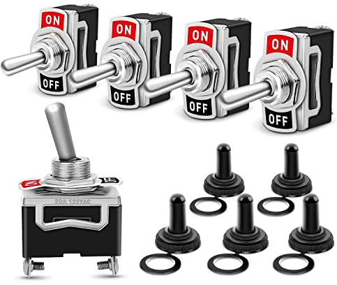 NA 5 Stück Kippschalter 2-Pin SPST Wippschalter 15A 250V / 20A 125V EIN/Aus- Schalter Mit wasserdicht Schutzkappe