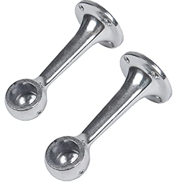 MS Beschläge robuste Kleiderstangenhalter runde Kleiderstangen ø 25mm Deckenhalter Garderobenstangenhalter 1 Paar Schrankstangenhalter Mittelträger Kleiderstangenträger Metall verchromt (Endstück)