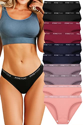 FINETOO Pack of 10 Cotton Briefs Women's Breathable Underwear Logo Sports Underwear Soft Sexy Underwear Sexy Underwear Sports Belt Bikini Multipack S-XL