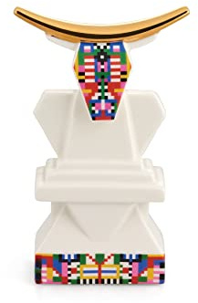 Alessi Vache ESA05 4 - Figurine de Boeuf en Porcelaine pour Crèche de Noël avec Décalcomanies Appliquées à la Main et Détails en Or 24 Carats, Multicolore