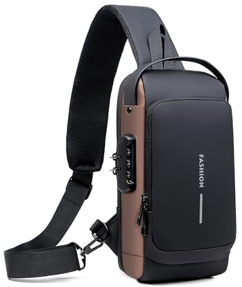 HAN-LBG Anti Theft Sling Bag Men Women, Casual Crossbody Bag with USB Charging Port, Waterproof Shoulder Chest Bag Sling Backpack for Hiking Cycling Running Travel