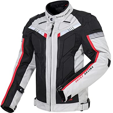 HOMDECR Motorradjacke Herren Motorradjacke Wasserdicht Winddicht Mit Protektoren Jacke Für Den Sommer Winter CE-Zertifizierung (Weiss,L)