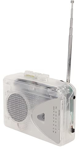 Portable Cassette Player, FM AM Radio Stereo Cassette Recorder, USB Cassette Player with 3.5mm Jack and Speaker (Transparent)