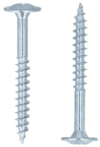HELPMATE - Tornillos conectores de madera de cabeza plana 4,5 x 40 galvanizados - Paquete de 250 tornillos de madera con accionamiento PZ2 y muesca de corte - Para fijar accesorios de metal a madera