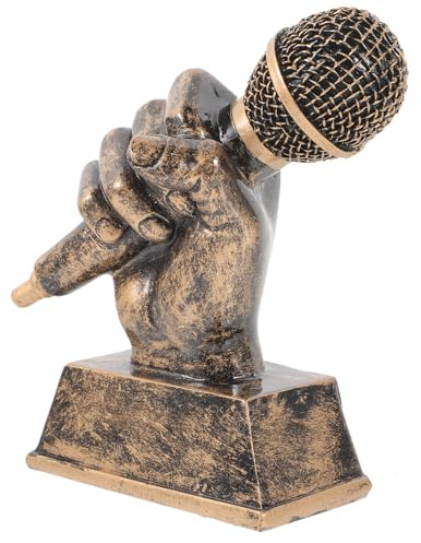 Yardwe Trophée Microphone en Résine 14Cm Trophée Karaoké Et Chant Décoration Maison Récompense pour Compétition Fête