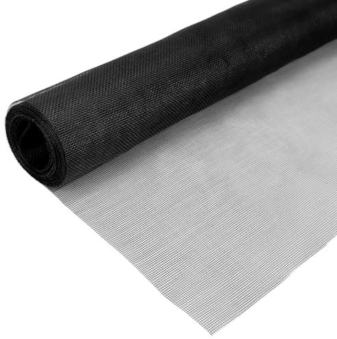 QWORK® Malla mosquitera ventana, mosquitera de fibra de vidrio, 90 x 500 cm, mantiene la circulación de aire fresco, negro, malla 18