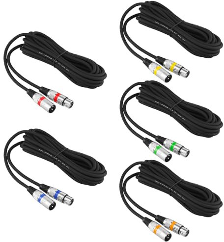 QWORK® 5M XLR Male to Female Microphone Cable, 3-Pin Anti-interference for Speaker, Audio Mixer