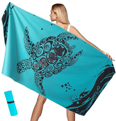Aonext Grande serviette de plage en microfibre 100 x 200 cm, résistant au sable, séchage rapide XXL, pour plage, gym, voyage