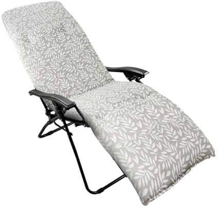CHELY INTERMARKET Cojín Acolchado 180x55x8cm Rama Gris Exterior Tumbonas Sillas Jardín Terraza Cómodo Poliéster Respaldo Largo Palets Reclinables Sujeción Elástica Vacaciones