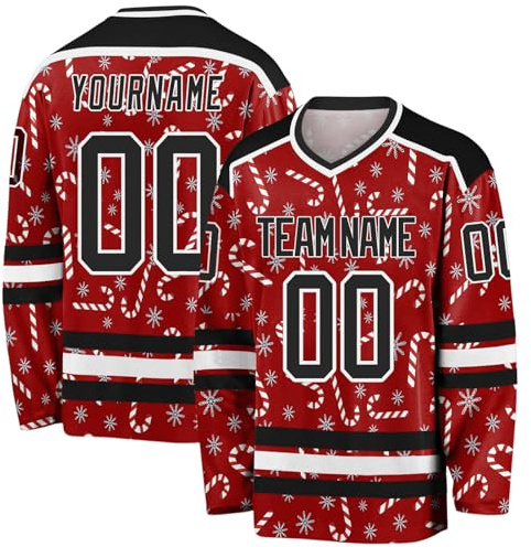 Personalisiert Hockeytrikot Individuelles Eishockey Trikots Personalized Trikot Oversize Sweatshirts Weihnachten Drucke Spieltrikots Lustige Sportshirt Atmungsaktiv Jersey 1-12