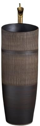 Independiente Lavabo de pedestal cerámica una pieza for exterior, for balcón y jardín, con grifo desagüe moderno