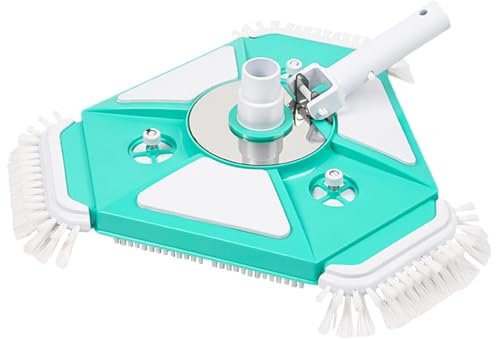 Triangulär pooldammsugare – 360° roterande huvud, nylon sido- och bottenborstar tillbehör för poolrengöring, vridbar vakuumborste | perfekt för pooler, spa, installation över marken