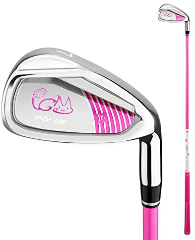 Barnens golfklubbor #7 järn junior högerhänt övningspö kolskaft golfjärn pojkar flickor tränare undervisning klubb (rosa, ålder 6–8)