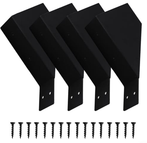 Tidgel Juego de soportes de ángulo de hierro negro de 45 grados para madera de 2 x 4, conector de pérgola resistente con tornillos para glorieta al aire libre, patio, cabaña de troncos (4 piezas)