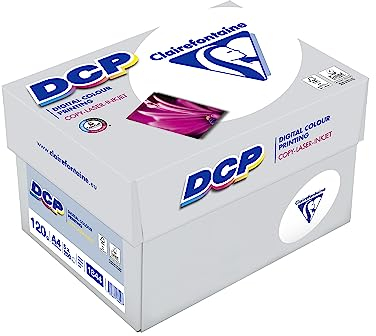 Clairefontaine 1844C - Karton mit 5 Ries Druckerpapier / Kopierpapier DCP, extraweiß, DIN A4, 120g, 250 Blatt x 5, Weiß, 1 Karton