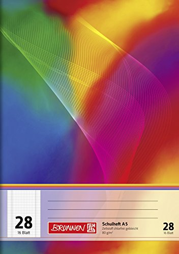 BRUNNEN Schulheft | A5, Lineatur 28, 16 Blatt, mehrfarbig