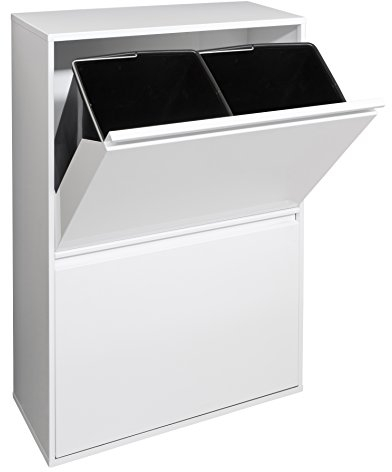 ARREGUI Basic CR601-B Mülltrennsystem aus Stahl | 4 Fächer Mülleimer für die Küche | 4 Fach Abfalleimer | 4x17L (68L) | Herausnehmbare Inneneimer mit Griff | Recycling Schrank für Mülltrennung | weiß