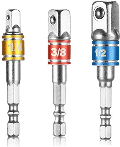 Willingood, 3 tlg Stecknuss Adapter [1/4, /1/2, /3/8] Sechskant Steckschlüssel Schraubenschlüssel Nuss Set Adapter. Verlängerung