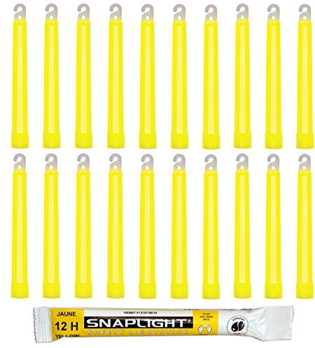 Cyalume SnapLight Jaune 15cm Bâton Lumineux Glow Stick Light Stick Fluorescent Durée 12 heures (Boîte de 20)