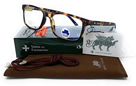 VENICE EYEWEAR OCCHIALI - Lunettes de Lecture Anti lumière Bleue, Gaming, Anti Fatigue, Lunettes d'Ordinateur, pour Homme et Femme Lunettes de Vue Presbyte +0.00 à +3.50 Coti, Demi, 2.50