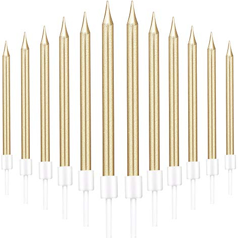 LYTIVAGEN Goldene Geburtstagstorten Kerzen 48 Stück, Champagnergold, Luxusauftritt, Ungiftig, Kuchenkerze mit Halter, für Geburtstage, Hochzeiten, Partys, Festivals und andere formelle Anlässe