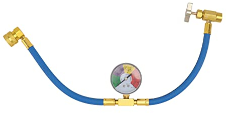 VOSAREA R134A Car AC Refrigerant Charge Hose, Recharge Hose with Gauge R134A Quick Couple Air Conditioning Refrigerant Charging Hose