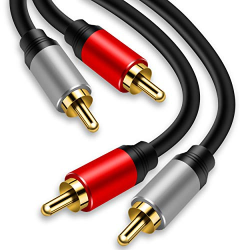 Tan QY 2RCA to 2RCA Cable 10ft, Gold-Plated 2 RCA Male to 2 RCA Male Stereo Audio Cable for Home Theater, HDTV, Gaming Consoles, Hi-Fi Systems (10Ft/3m)