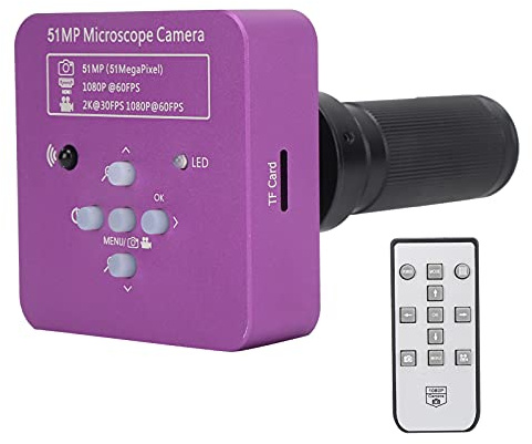 USB FHD Videocamera per Microscopio Elettronico Digitale Industriale da 51 MP Sensore CMOS da 1/2.33 Pollici Obiettivo con Attacco a C 120X Videocamera per Microscopio HDMI con Telecomando(EU Plug)