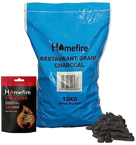 BBQ Bundle of Restaurant Grade Lumpwood Charcoal 12kg, Twizzlers Firelighters 300g & Topline Card - Perfect Fire Starter kit for Outdoor Barbecues, Camping BBQs