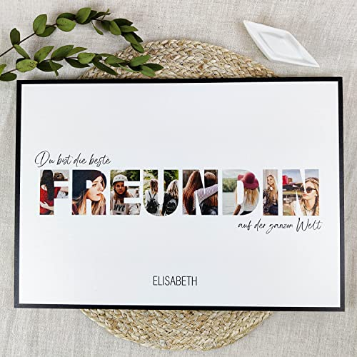 Freundin Geschenk Holzbild - Foto Geschenke - personalisierbar zum Hinstellen/Aufhängen opt. beleuchtet Beste Freundin, bessere Hälfte Geschenk, Geschenkidee Für Partnerin- personalisierte Geschenke