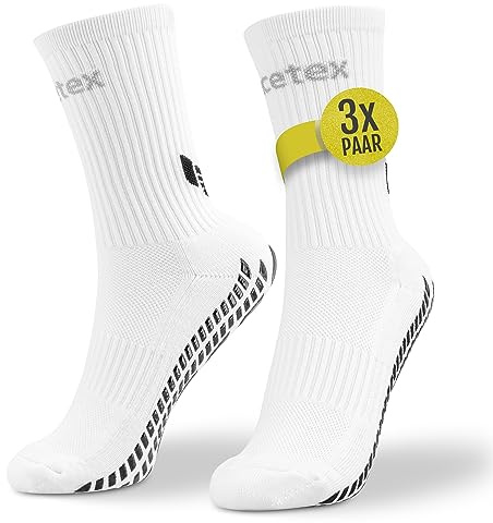 Racetex Calzini da Calcio Bianchi [Confezione da 3 Pezzi] – Comfort Ottimale per Uomo e Donna