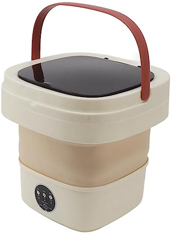 Lavadora Portátil de 6 L, Minilavadora Plegable, Minilavadora de Alta Capacidad, Eliminación Profunda de Manchas, Limpieza Potente, Deshidratador Incorporado(Cuajada de leche de la UE)