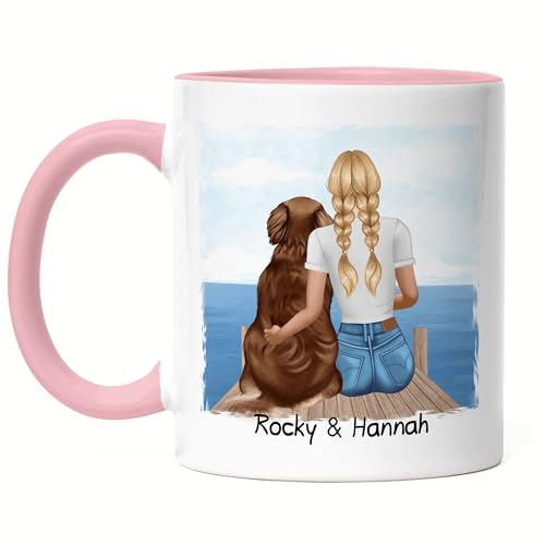 Kiddle-Design Personalisierte Hundemama Tasse Rosa | Geschenk für Stolze Hundebesitzerin | Für Hundeliebhaber Dog Dad mit Haustier | Mit Name & Spruch