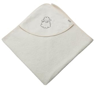 Sterntaler Kapuzenbadetuch 100x100 cm Schaf Flocke - Badetuch mit Stickerei auf der Kapuze - Babybadetuch aus saugfähiger Baumwolle, Ecru