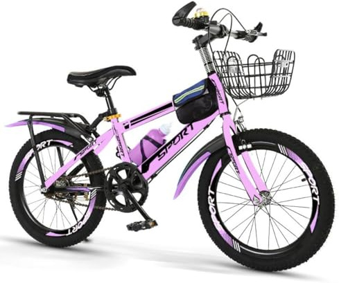Kids Bike, Purple Girls Mountain Bike, 22 24” Road Bike, Children’s Training Bicycle, Height Adjustable Bike, Sport Bike, Girls Cycle, Double Break, Tool Kit Included 6 to 12 Year Old (24 Inch)