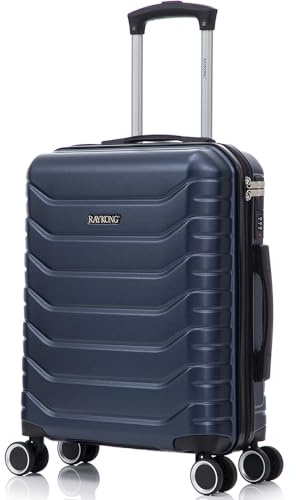 RAYKONG Maleta de Cabina 55x40x20cm Policarbonato (40L) semirígida Trolley pequeño Equipaje de Mano 4 Ruedas giratorios a 360º Cierre numérico (Azul Marino)