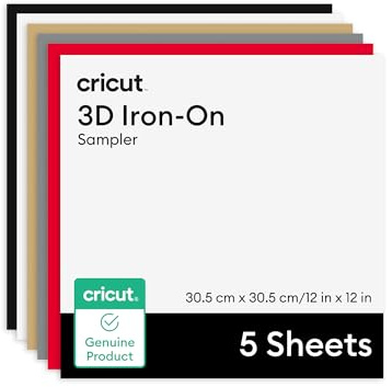 Cricut 3D Iron-On Vinyl, Bold Pack, 30.5 cm x 30.5 cm (12 in x 12 in), 5 pcs