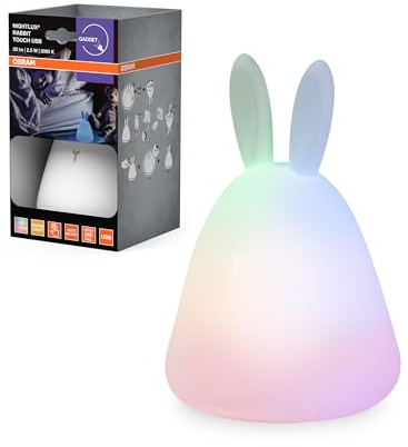 OSRAM NIGHTLUX TOUCH Luce notturna a forma di coniglio con funzione dimmer a sfioramento, in plastica bianca, protezione IP20, per camera dei bambini