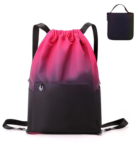 RisePlus Mochila de Cuerdas Impermeable para Mujer y Hombre, Bolsa de Deporte Faltable con Gran Capacidad para Gimnasio, Natación, Viajes y Actividades al Aire Libre