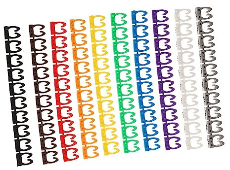 GAROZATION 100pcs Cable Identification Tags and Cable Markers Set Clips 4mm Size Numbered 0-9 Wire Labels for Network and Electrical Cord Management in Office and Home