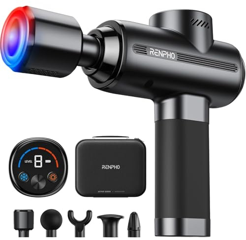 RENPHO Active Thermacool 2 Pistolet de massage Avec des Têtes Chaudes et Froides, 5 Vitesses et 5 Embouts pour un Massage Musculaire Optimal, Bonne sélection de cadeaux [Version 2026]
