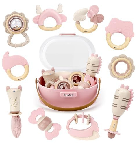 Hochet Bebe Jouet Dentition Bébé Jouet Bebe 6 Mois pour Garçon et Fille de 0-12 Mois Cadeau de Naissance Idéal(10 Pièces)