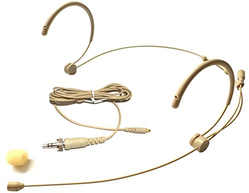 Microdot 4016 Headset Headworn Microphone for SENNHEISER Wireless System- Detachable Cable with 3.5mm Screw Locking Plug - Omidirectional Mic