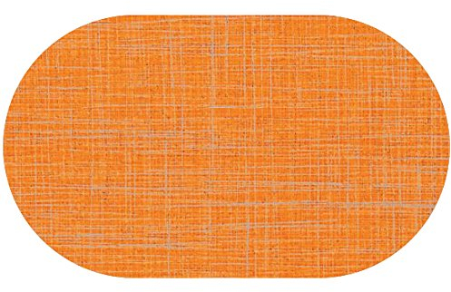 d-c-fix Wachstuch Leinen Look RUND OVAL Farbe & Größe wählbar Oval 130 x 180 cm Orange abwaschbare Tischdecke