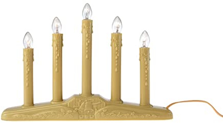 Creative Hobbies 5 Light Electric Candolier Indoor Christmas Candle Lamp, Ivory Plastic with Clear C7 Incandescent Light Bulbs