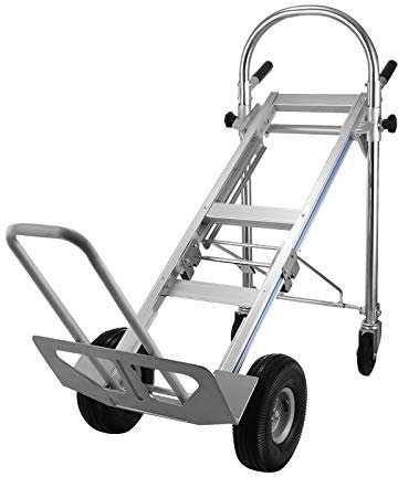 VEVOR Chariot Pliable à roulettes en Aluminium Diable Chariot à Main 2 en 1 Manutention Chariot de Transport Manuel Heavy Duty Pliant Chariot Plat Convertible Escalier Chariot d'empilage (300-450KG)