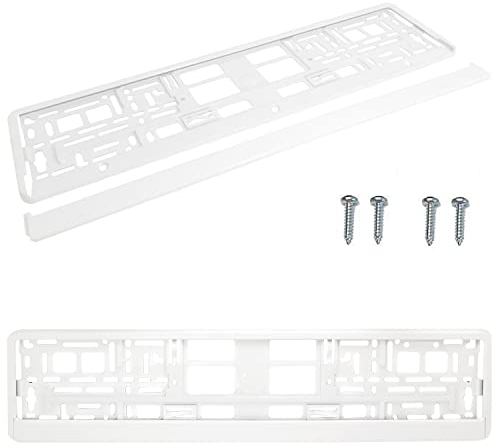 PAIR (2PCS) WHITE Car Registration License Number Plate Surround Holder Frame Surround