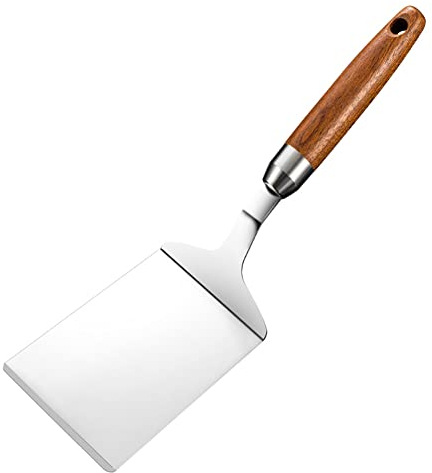 Spatola in acciaio inox in metallo – Spatola per hamburger – Raschietto per pancake flipper – ideale per barbecue e piastra piatta – di qualità commerciale.